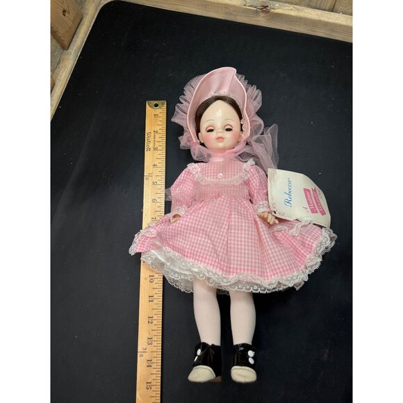 Madame Alexander 1965 Rebecca Doll 14" In Pink Gingham Dress & Bonnet With Black - Picture 7 of 7